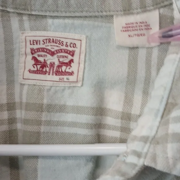 Levi's Long Sleeve Plaid Button Down Shirt Womens XL Western Chores Cowgirl - Picture 2 of 3